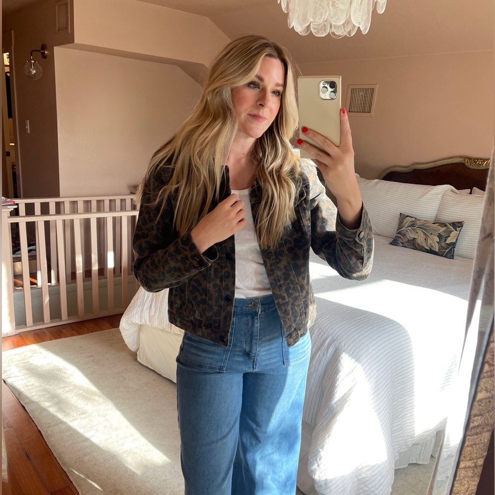 Elan | Leopard Print Jean Jacket | Medium